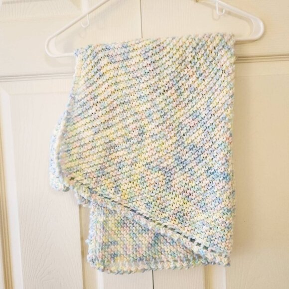 Handmade Baby Blanket & Hat Set, Pastel Rainbow Knitted Set - Picture 4 of 8